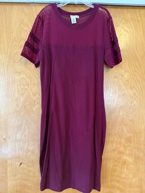 Bozzolo Wine Mesh Yoke Tee Dress